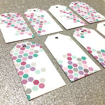 Set of 12 Hexagon Print Gift Tags - 1.75" x 3.5"