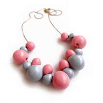 Bubble Statement Necklace, Pink Gray Pastel Necklaec