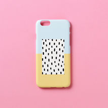 iPhone case - Pastel blue yellow black dot, non-glossy M05