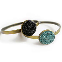 Gemstone Boho Bangle, Black Tourmaline or Turquoise Bracelet