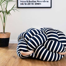 Knot Floor Cushion (Black and White Stripes)