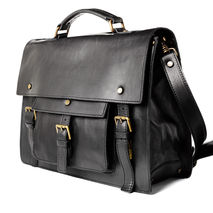 Handmade leather satchel briefcase- Black