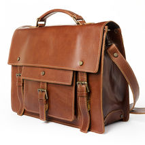 handmade leather satchel briefcase - brown
