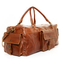 handmade leather carry-on duffel bag - brown