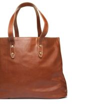 handmade leather tote shopping bag- brow or black